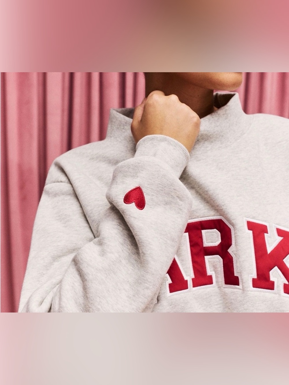NWT Authentic PARKE Valentine Varsity Fleece Retro Trending Mockneck size s/m - Picture 2 of 15
